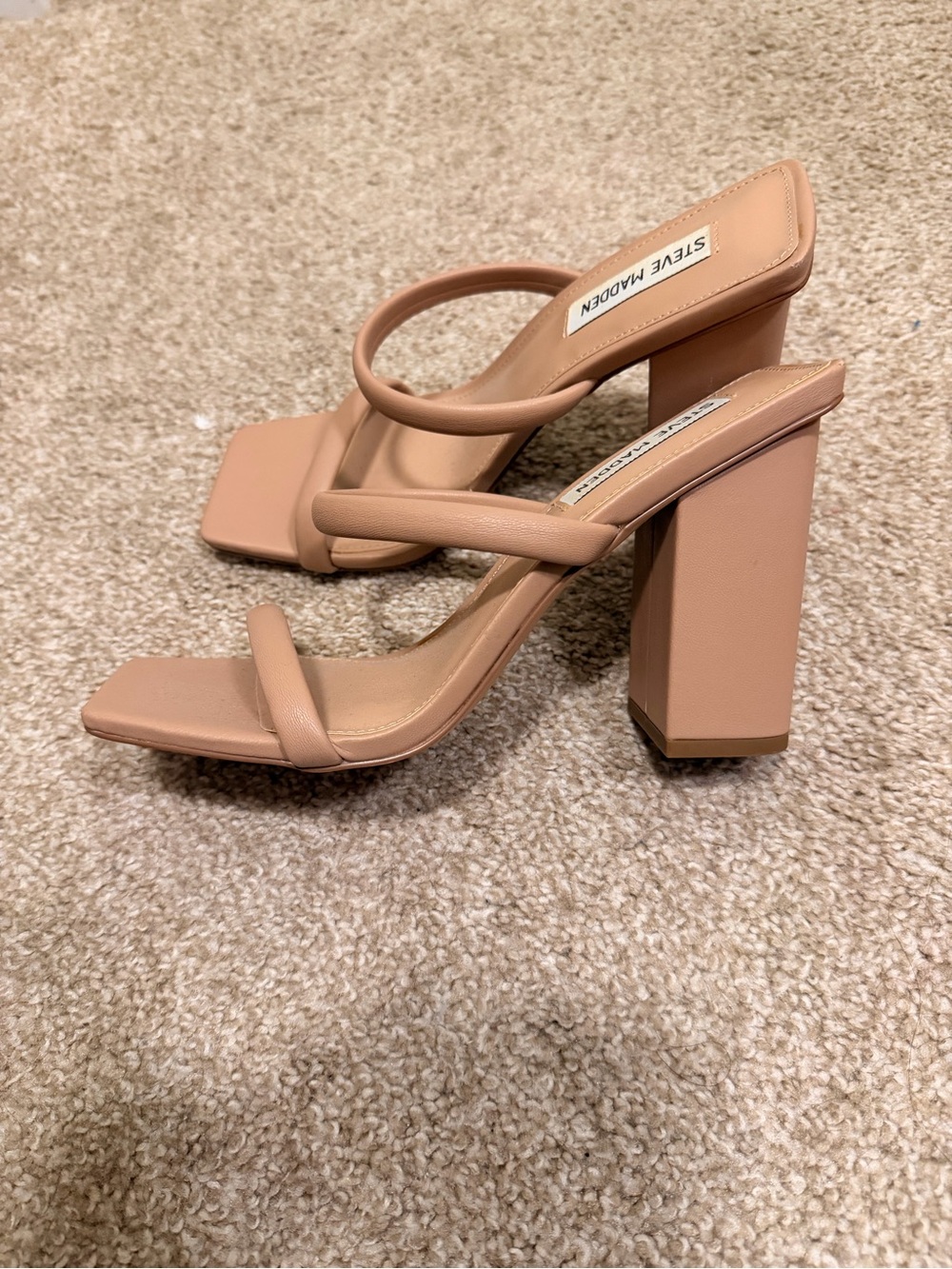 Steve Madden Blush Tan Double-Strap Block Heel Sandals